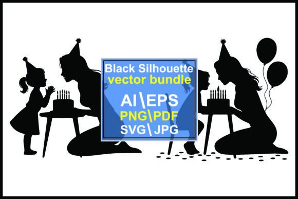 Black Children Birthday Cake Balloons Graphics and Illustrations Review