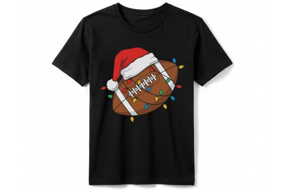 Christmas Football Santa Hat T-shirt Graphics for Festive Editorial Design