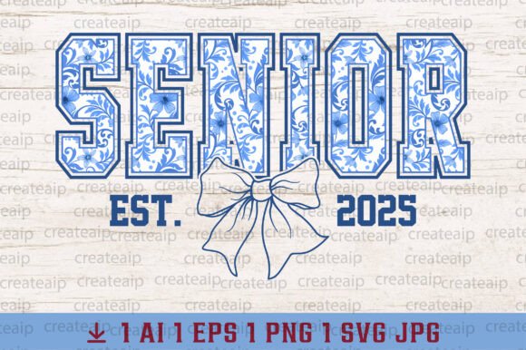 Coquette Senior 2025 Chinoiserie Floral: A Graphic Design Asset for T-Shirt and Editorial Use