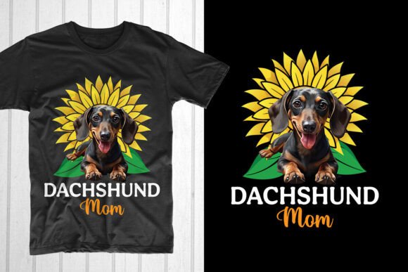 Dachshund Mom Sunflower: A Stylish Graphic Design Asset for Local Business Branding