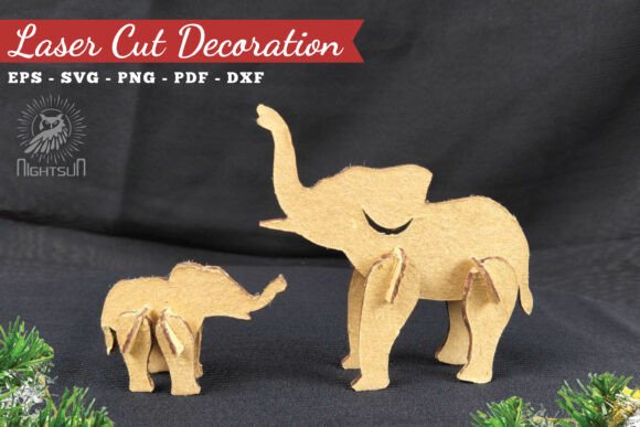 Mom and Baby Elephant Laser Cut for Modern Home Decor Branding