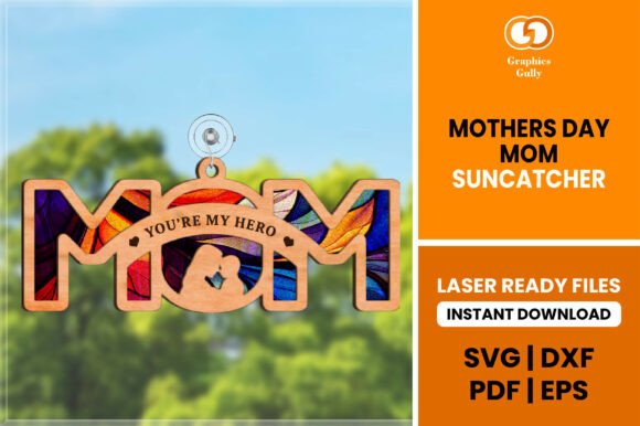 MOM Suncatcher Design SVG for Laser Cutting Ornaments