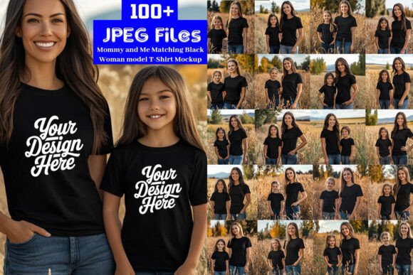 Mommy and Me Matching Black Shirt Bundle – A Solid Graphic Design Asset for Merch