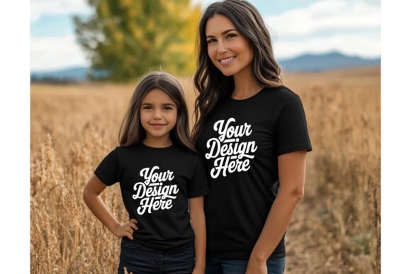 Mommy and Me Matching Black Shirt Mockup: A Practical Graphic Design Asset for Digital Sellers