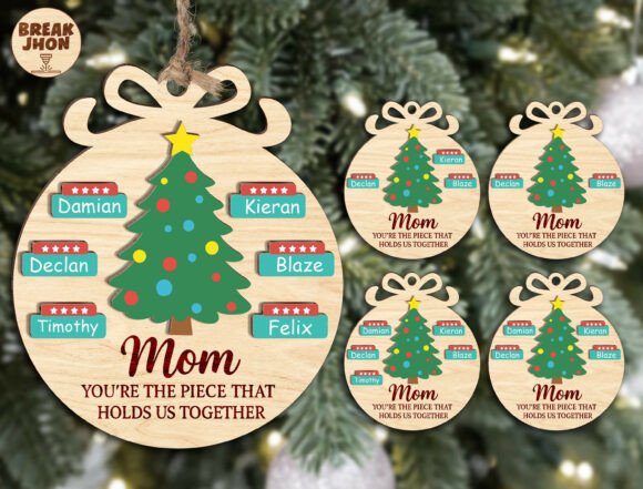 Personalized Mom Christmas Ornament SVG: A Festive Laser Cutting Asset for Winter Amp Campaigns