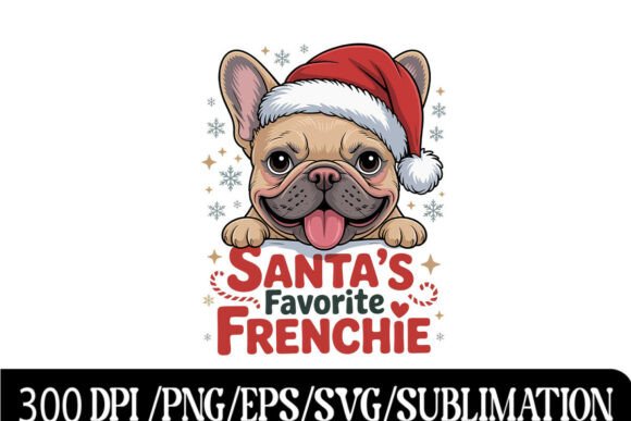 Santa’s Favorite Frenchie: A Playful Graphic for T-Shirt Designs