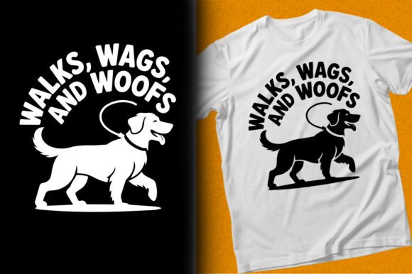 Walks Wags and Woofs Dog T-Shirt Design Graphics