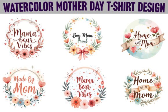 Watercolor Mother’s Day T-Shirt Bundle: A Graphic Design Asset for Handmade Creations